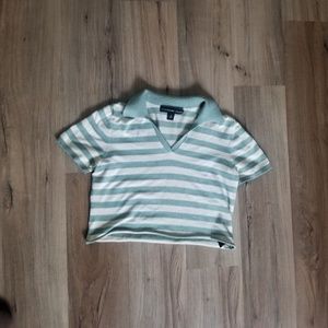 351. silk cropped polo shirt